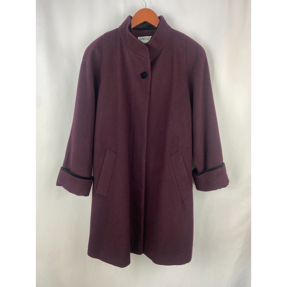 VTG Forecaster of Boston Women's 6 Purple Burgundy Coat 100% Wool Collar Velvet